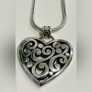 Brighton Silver Plate Contemporary Filigree Heart Adjustable Pendant Necklace